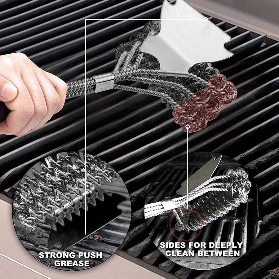 Bristle-Free Grill Cleaner with Scraper - Safe & Heavy Duty