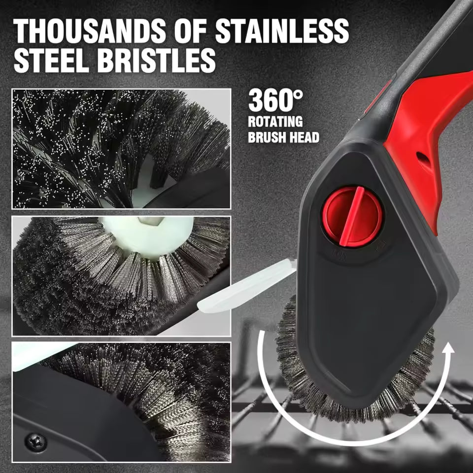 Cordless Electric Grill Scrub Brush – Rechargeable BBQ Cleaning Tool with Stainless Steel Bristles