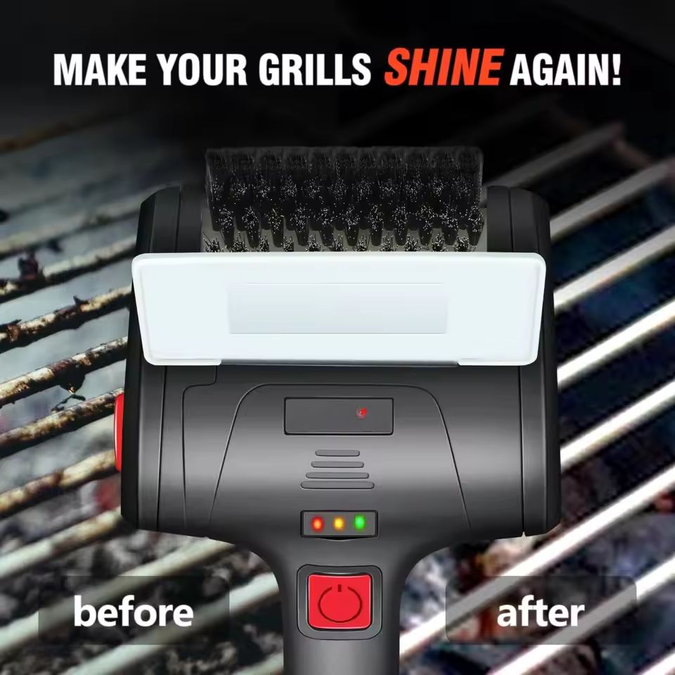 Cordless Electric Grill Scrub Brush – Rechargeable BBQ Cleaning Tool with Stainless Steel Bristles