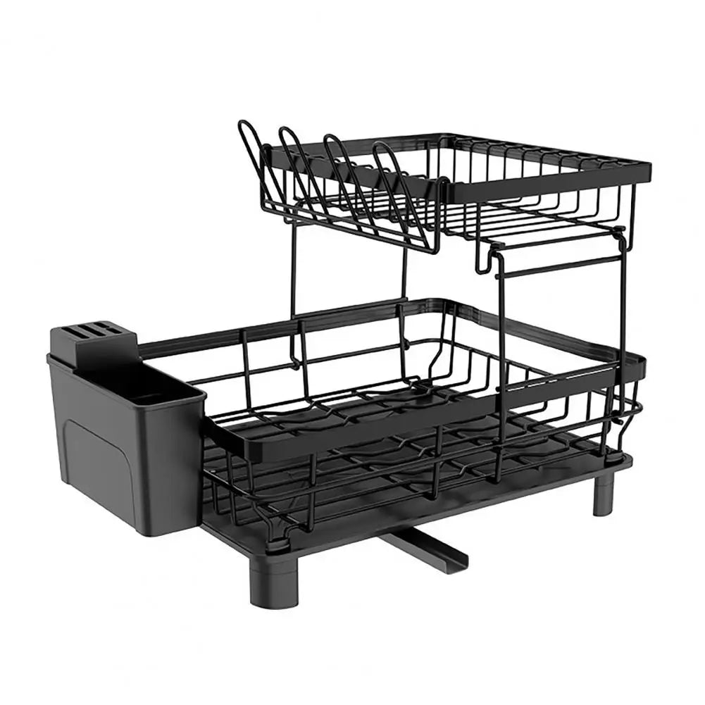 Dish Drying Rack with Drainboard - Large Capacity Double-Layer Anti-Rust