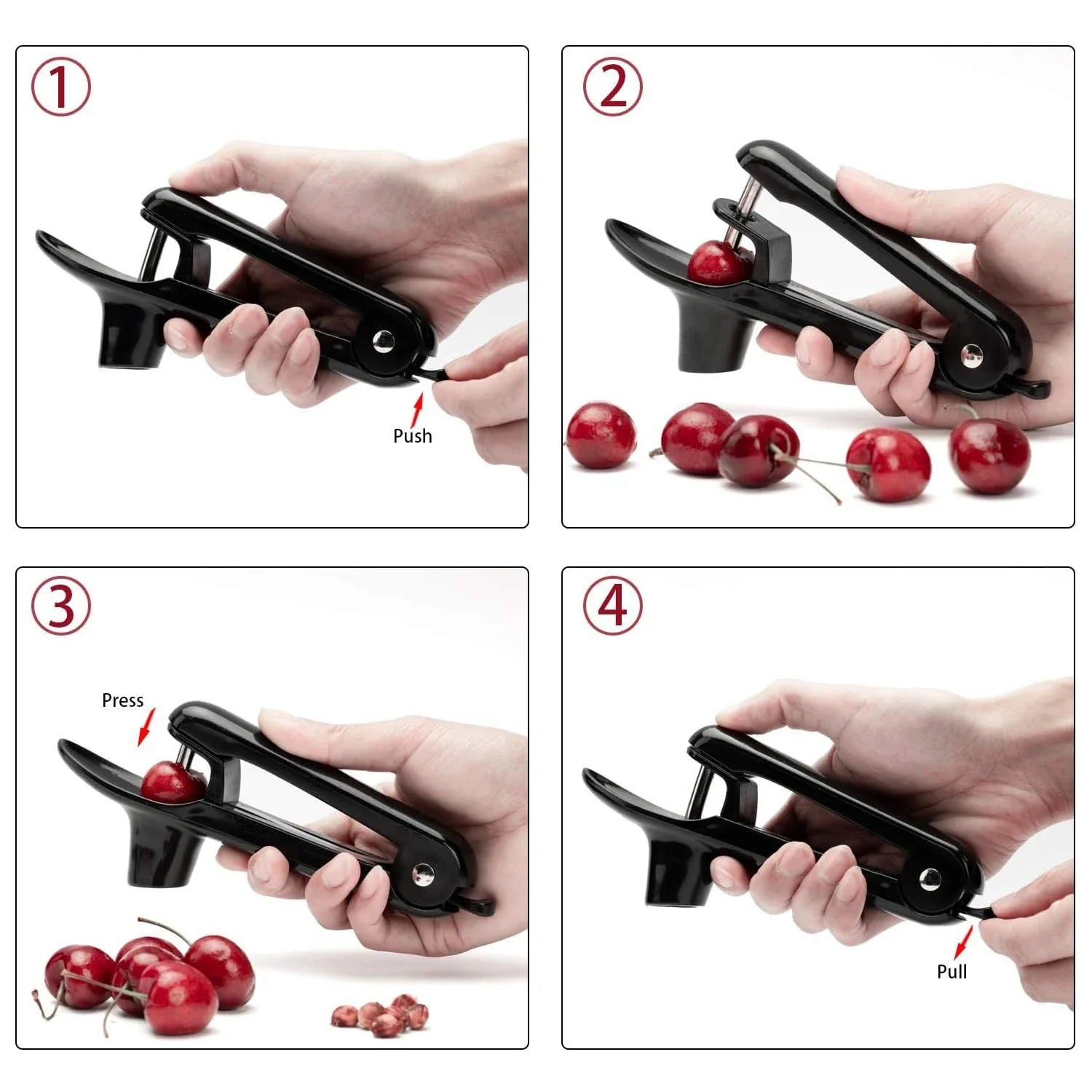 Easy Push Cherry Pitter Tool - Fast, Safe, Compact