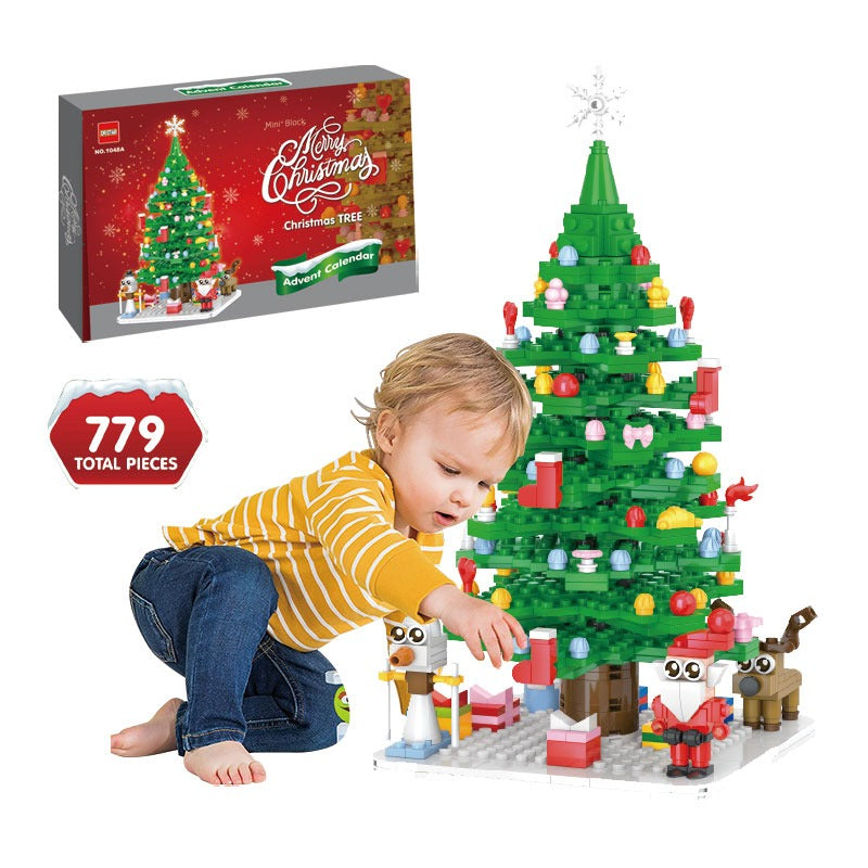 Christmas Tree Advent Calendar – 24 Grid Countdown Building Blocks Toy Set