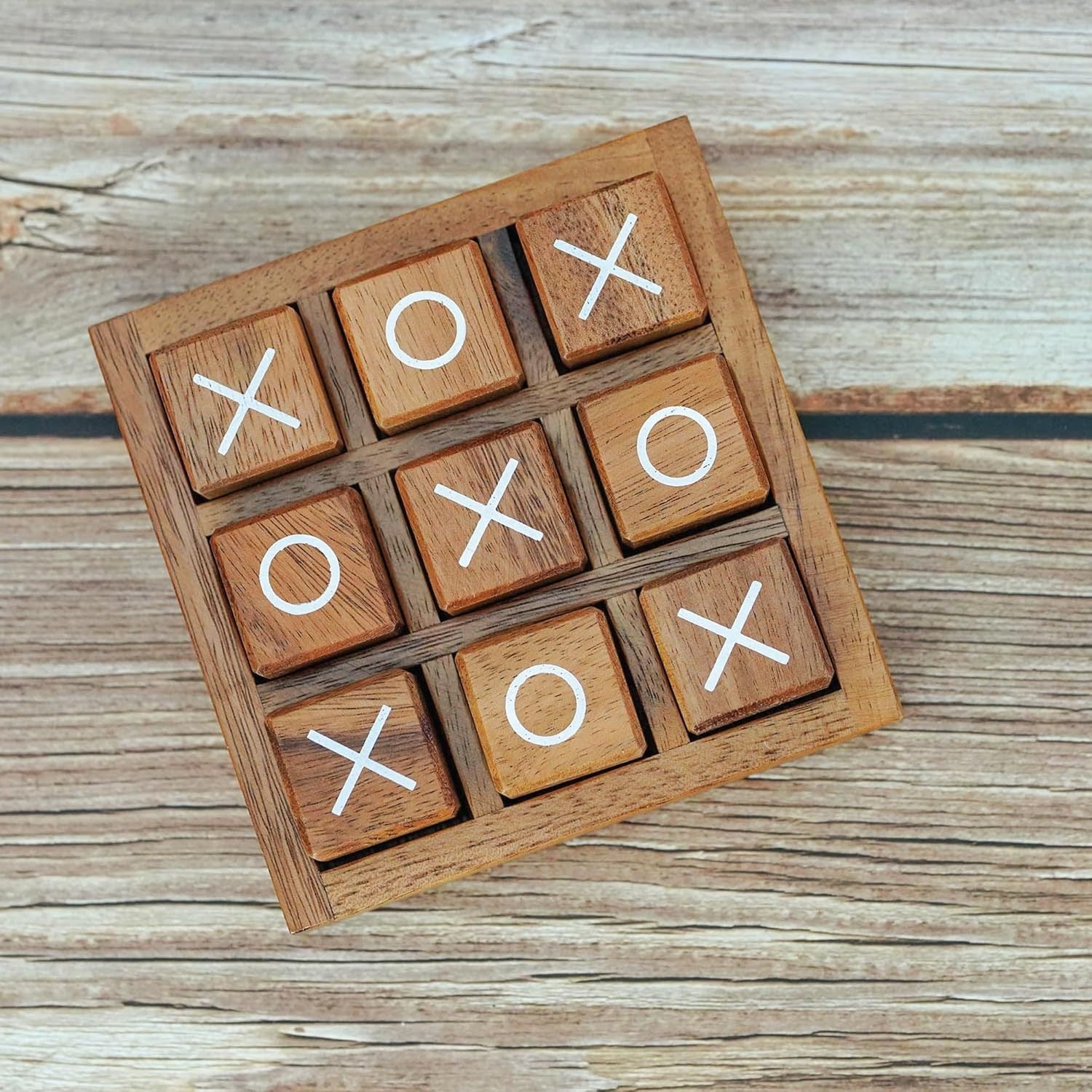 Wooden Tic Tac Toe Board Game – Classic XO Blocks for Kids & Adults