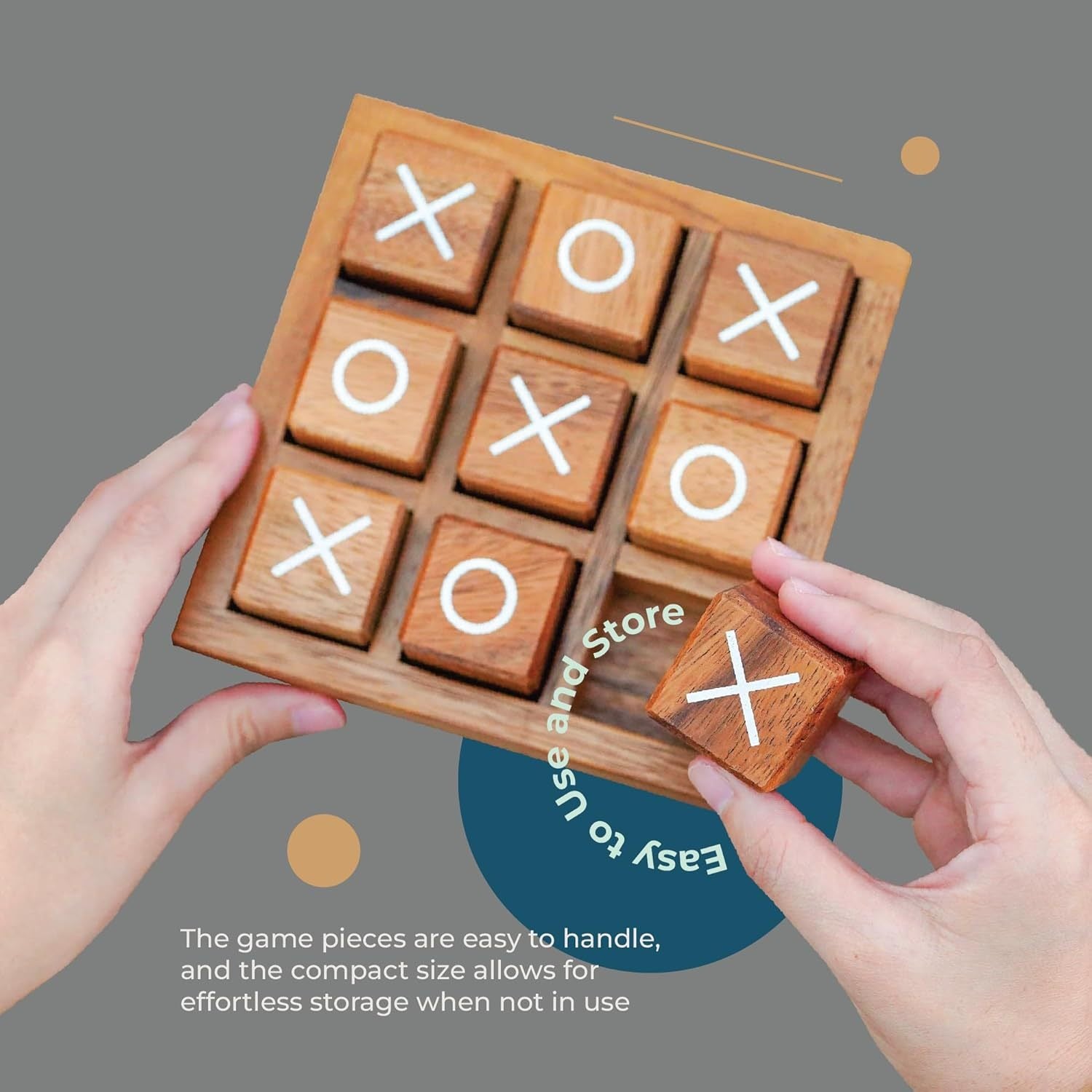 Wooden Tic Tac Toe Board Game – Classic XO Blocks for Kids & Adults