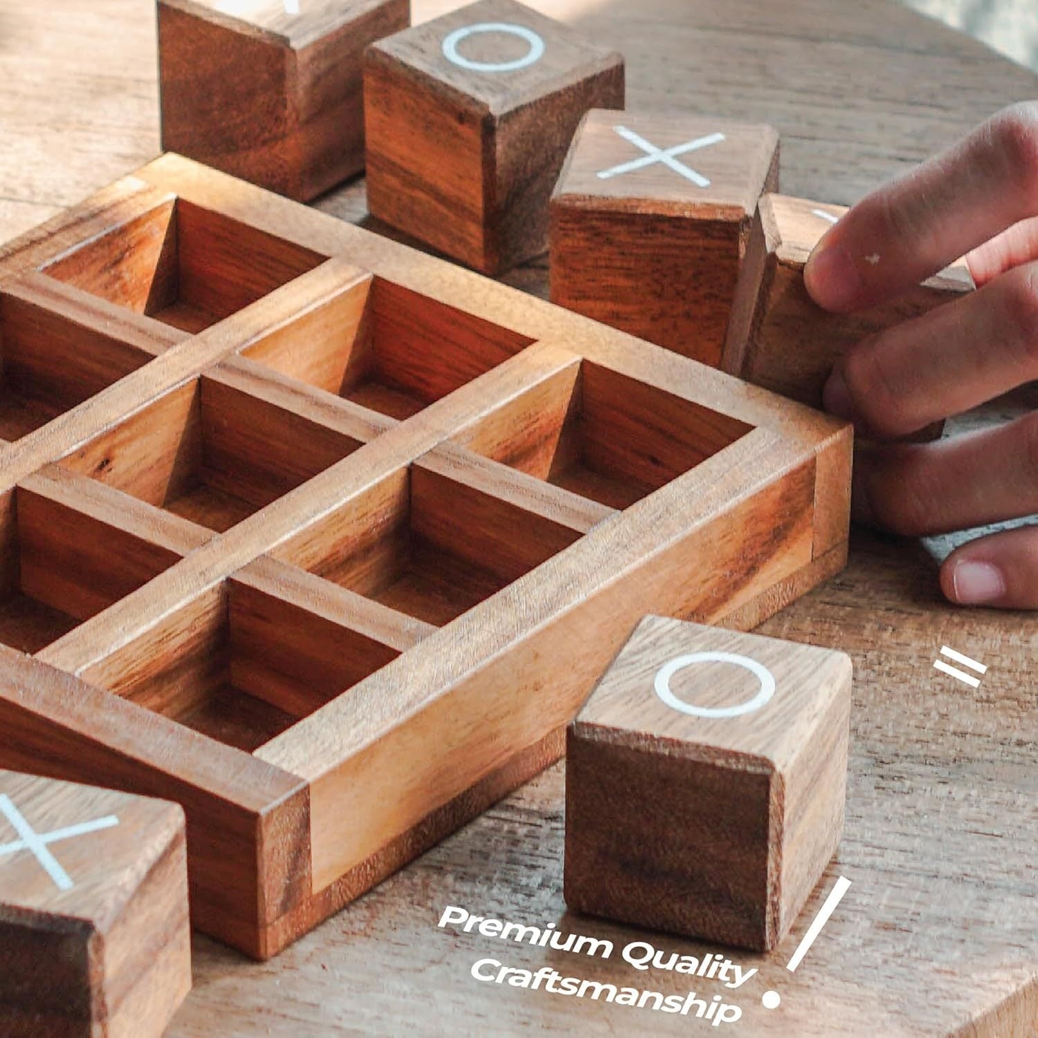 Wooden Tic Tac Toe Board Game – Classic XO Blocks for Kids & Adults