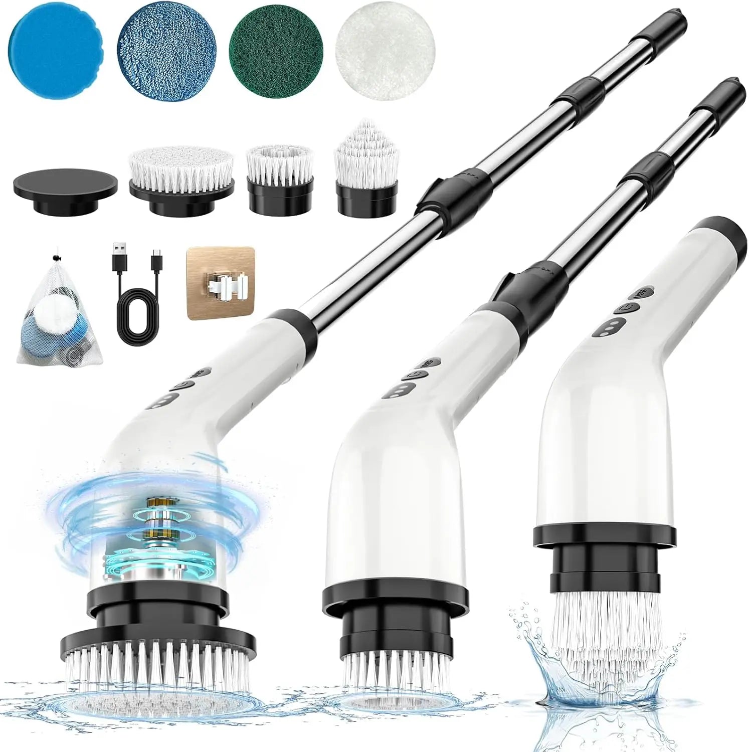 Rechargeable Electric Spin Scrubber – Dual-Speed & Long Handle