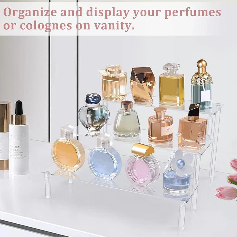 3-Tier Acrylic Display Riser Stand – Perfume, Dessert & Figure Organizer