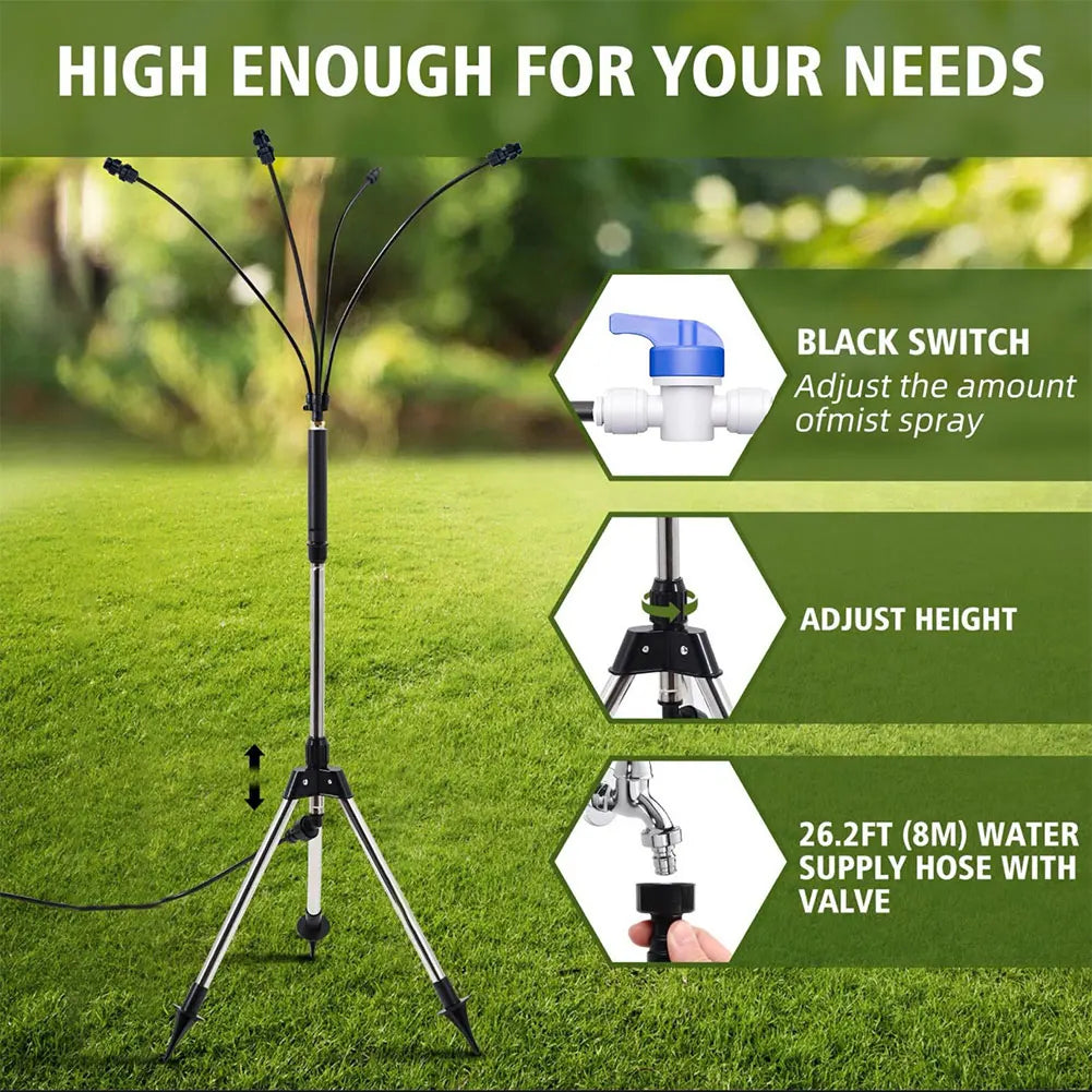Adjustable Tripod Misting System - Ideal for Decks, Lawns & Camping