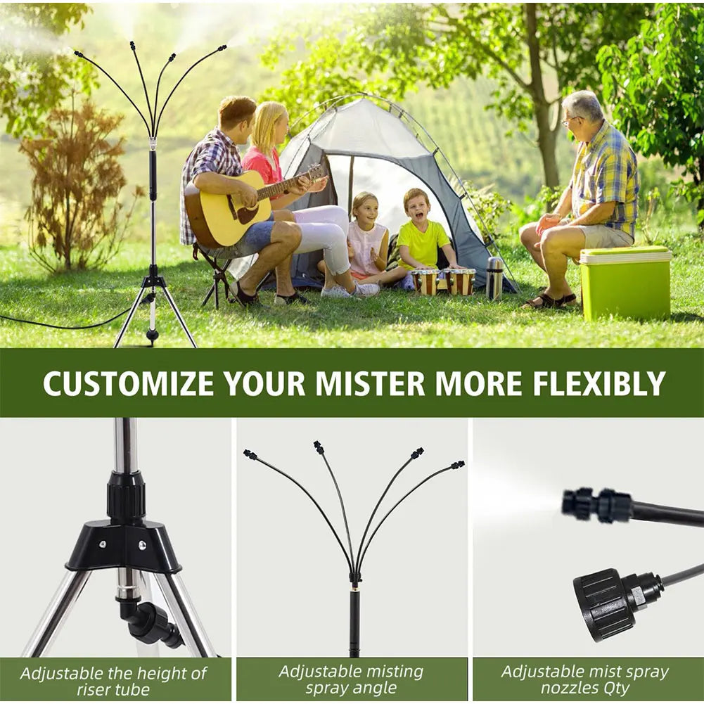Adjustable Tripod Misting System - Ideal for Decks, Lawns & Camping