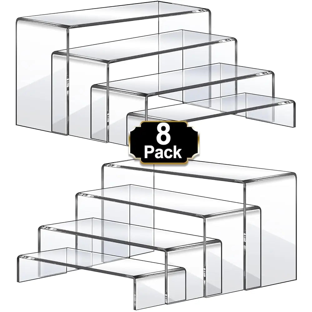 8-Piece Clear Acrylic Display Risers – Multi-Height Showcase Stands