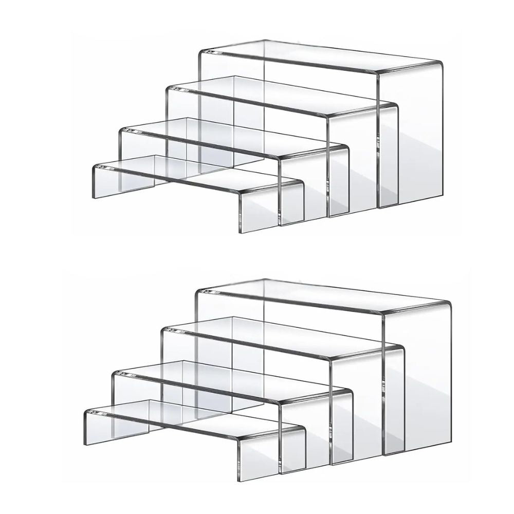 8-Piece Clear Acrylic Display Risers – Multi-Height Showcase Stands