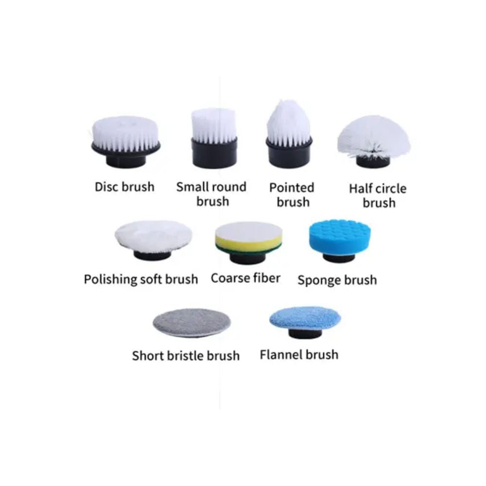 Wireless Electric Rotary Cleaning Brush – 9 Heads, Adjustable Handle