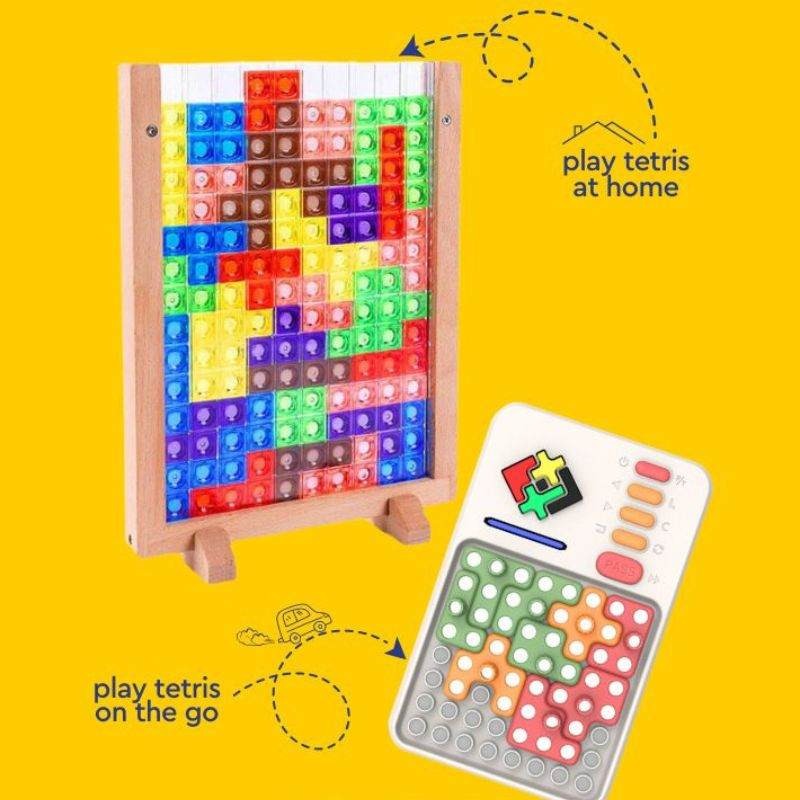 Wooden Tetris Puzzle Game – Colorful 3D Brain Teaser & Montessori Toy for Kids