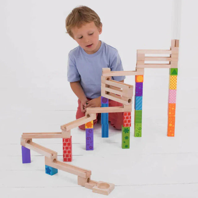 Wooden Marble Run Game –  Educational Marble Construction Toy for Kids